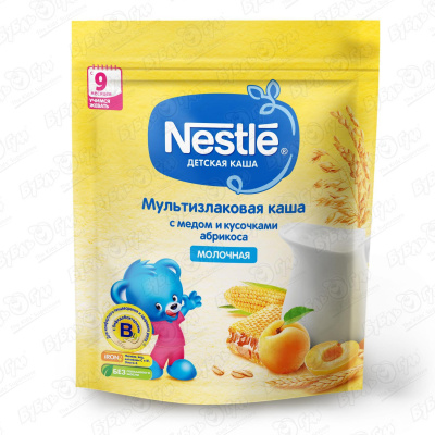 Каша Nestle молочная мультизлаковая с мёдом и абрикосом 220г с 9мес БМЗЖ