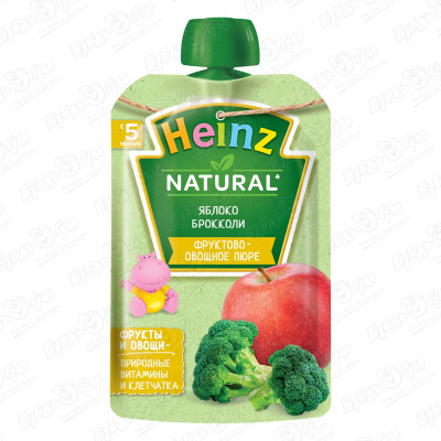 Пюре Heinz Natural яблоко-брокколи 90г с 5мес пюре heinz natural яблоко 100г с 4мес