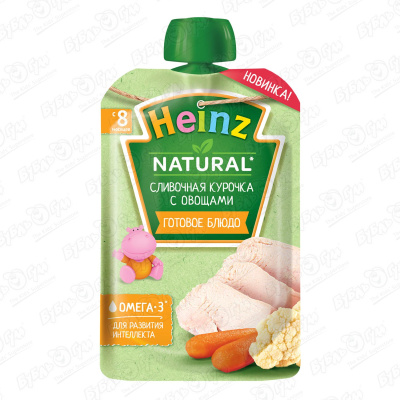 Пюре Heinz Natural сливочная курица с овощами 90г с 8мес цена и фото