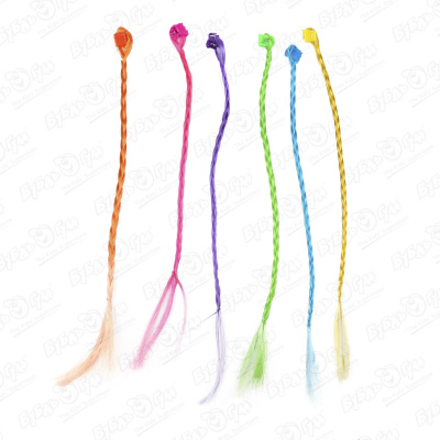 Крабики для волос с разноцветными косичками