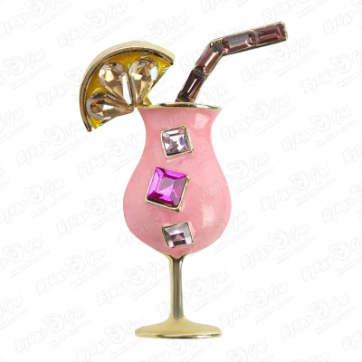 Брошь Молочный коктейль розовая со стразами брошь розовая стрекоза со стразами