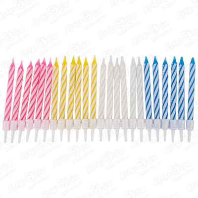 Свечи-мини ПатиБум 2-х цветные с держателями 24шт 6см свечи патибум голубой перламутр с держателями 12шт 6см
