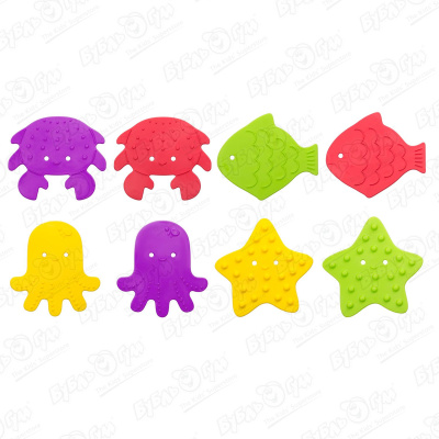 Мини-коврики ROXY-KIDS антискользящие 8шт с 6мес антискользящие мини коврики roxy kids для ванны серия animals цвета в ассортименте 5 шт