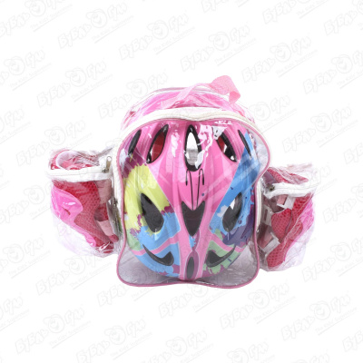 цена Комплект защиты ROLLO PRO наколенники защита для рук и шлем в рюкзаке розовый 51-54см