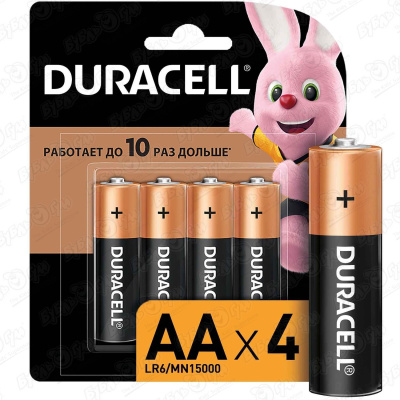 батарейки duracell optimum aa 1 5v 4 шт Батарейки Duracell AA 4 шт