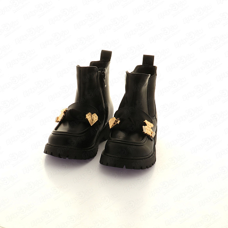 Ботинки Pasito с декором на ремешке мишка и сердце черные - фото 360 Ботинки Pasito с декором на ремешке мишка и сердце черные - фото 360