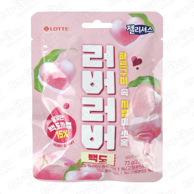 Мармелад Lotte jellycious heart gummy со вкусом персика 73г