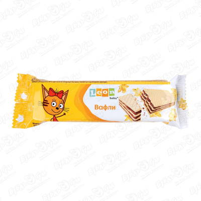 Вафли шоколадные Leon Baby Три кота со вкусом ванили 27г