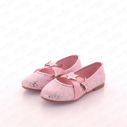 Туфли школьные Pasito со звездами на резинках блестящие розовые - фото 360