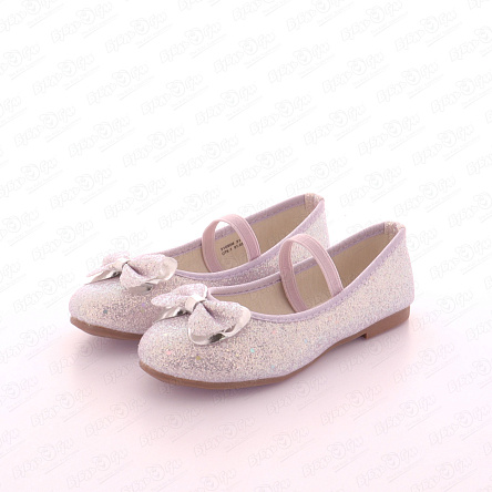 Туфли школьные Pasito на резинке с бантом блестящие сиреневые - фото 360