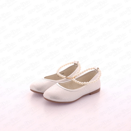 Туфли школьные Pasito с завязкой из бусин блестящие серебристые - фото 360