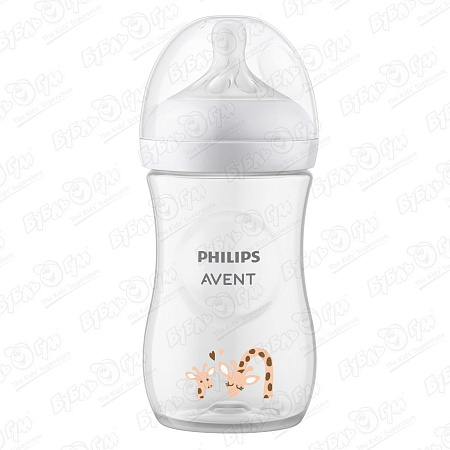 Бутылка Philips Avent Natural Response антиколиковая пластиковая с изображением жирафа 260мл с 1мес 