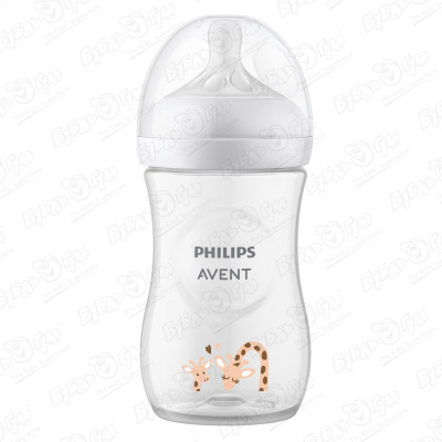 Бутылка Philips Avent Natural Response антиколиковая пластиковая с изображением жирафа 260мл с 1мес