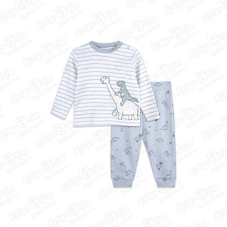 Комплект Lanson Kids лонгслив и брюки принт динозавры бело-голубой