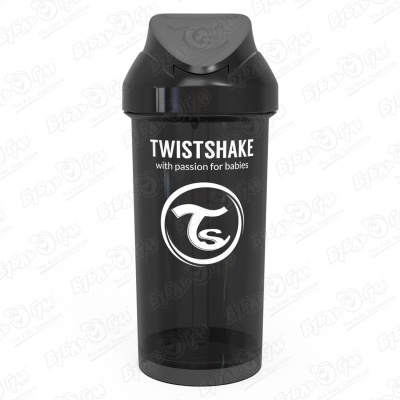 Поильник TWISTSHAKE с трубочкой черный 360мл с 6мес