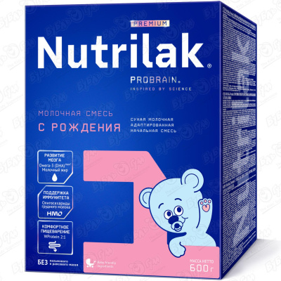 Смесь Nutrilak Premium 1молочная 600г с 0-6мес БЗМЖ