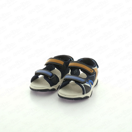 Сандалии Pasito на липучке с коричнево-голубыми вставками темно-синие - фото 360