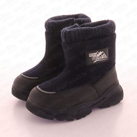 Сапоги Pasito утепленные на молнии с манжетом синие  - фото 360