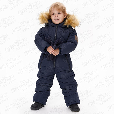 Комбинезон Lanson Kids с декором клетка с эмблемой на рукаве синий
