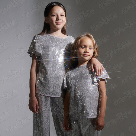 Комплект Lanson Kids блузка и брюки сверкающий серебряный