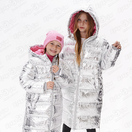 Куртка Lanson Kids зимняя с эффектом металлик серебряная