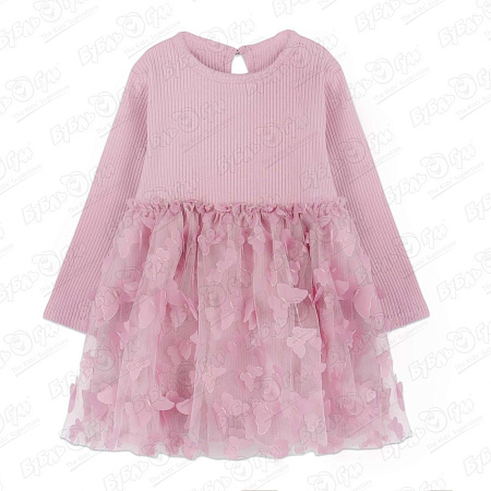 Платье Lanson Kids с воздушной юбкой в бабочках нежно-розовое