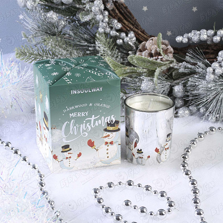Свеча Lanson goods ароматическая в стакане с рисунком серебряная
