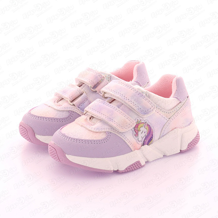 Кроссовки Pasito на липучке с радужными вставками и декоративной нашивкой нежно-сиреневые - фото 360