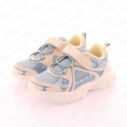 Кроссовки Pasito на липучке легкие текстильные с бежевыми вставками голубые - фото 360