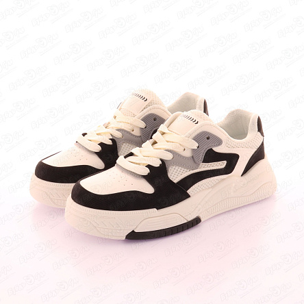 Кроссовки Barbaris на шнуровке с черными вставками белые - фото 360