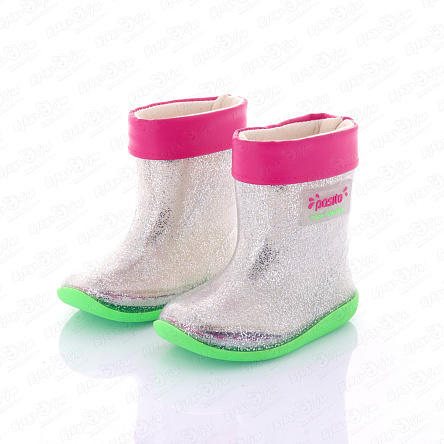 Сапоги Pasito резиновые розово-серебряные - фото 360