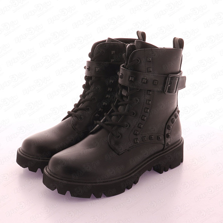 Ботинки Barbaris утепленные с декоративными шипами и ремешком черные - фото 360