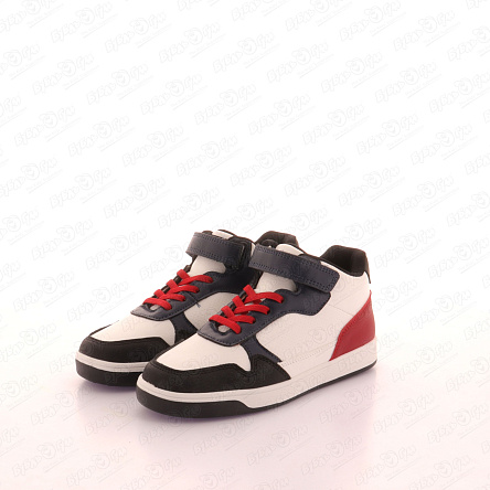 Ботинки TIBURON с красно-синими деталями на шнуровке с липучкой белые - фото 360