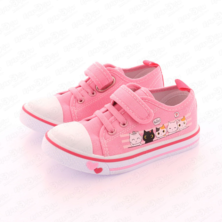 Кеды Pasito на липучке с принтом котики розовые - фото 360