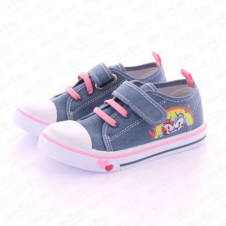 Кеды Pasito на липучке с рисунком единорогов голубые - фото 360