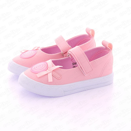 Туфли Pasito на липучке с декоративными элементами розовые - фото 360