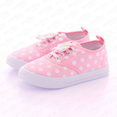 Кеды Pasito в горошек с декоративным единорогом розовые - фото 360