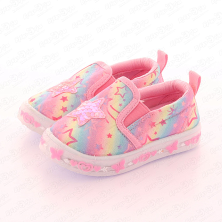 Кеды Pasito со светящейся подошвой радужный принт со звездами розовые - фото 360