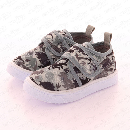 Кеды Pasito со светящейся подошвой принт динозавры серые - фото 360