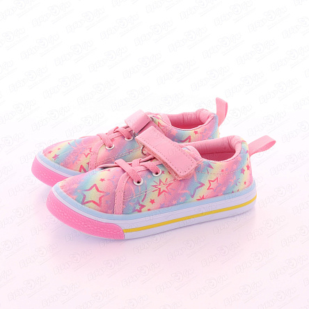 Кеды Pasito с липучкой радужный принт со звездочками розовые - фото 360