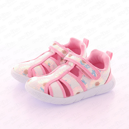 Сандалии Pasito на липучке с цветами из пайеток с розовыми элементами белые - фото 360 Сандалии Pasito на липучке с цветами из пайеток с розовыми элементами белые - фото 360