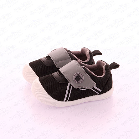 Кеды Pasito с широкой липучкой и белыми строчками черные - фото 360