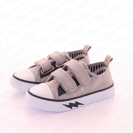 Кеды Pasito на липучках с декоративной молнией серые - фото 360