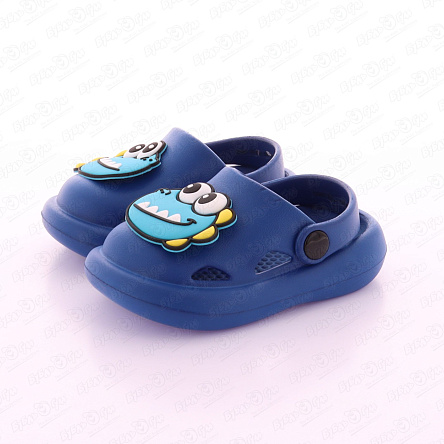 Шлепанцы Pasito пляжные с декоративными динозавриками синие - фото 360