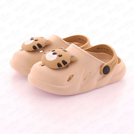 Шлепанцы Pasito пляжные с декоративными мишками бежевые - фото 360