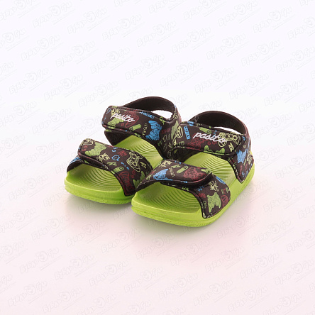 Сандалии Pasito пляжные принт игровой мир с яркой подошвой черные - фото 360