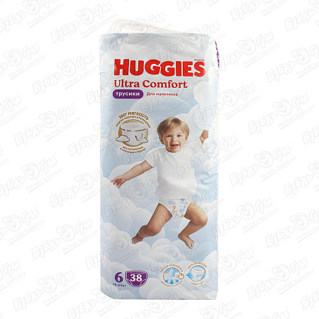 Подгузники-трусики HUGGIES для мальчиков 6 15-25кг 38шт