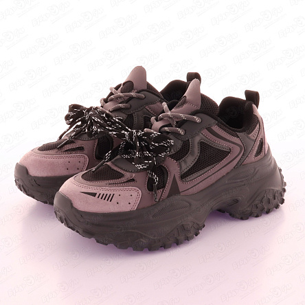 Кроссовки Barbaris на шнуровке черно-фиолетовые - фото 360