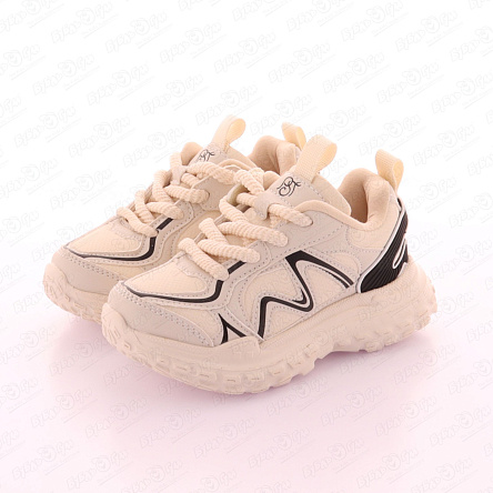 Кроссовки Pasito на шнуровке с рельефной подошвой бежевые  - фото 360