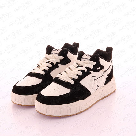 Кроссовки TIBURON на шнуровке с контрастными цветными акцентами черно-белые - фото 360